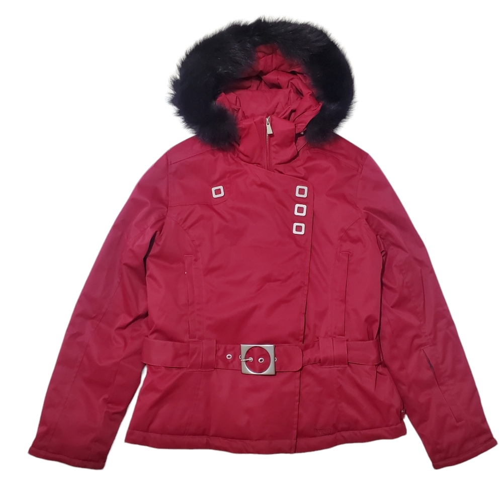 NILS Belted Ski Snow Winter Jacket Fur Trim Warm Size 14 Large/XL